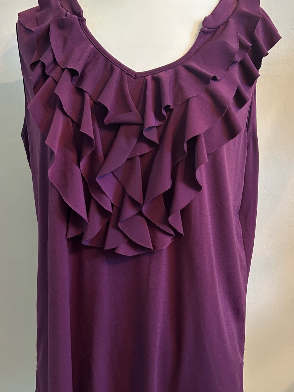JKLA California Women’s Deep Plum Purple Sz XL Sleeveless Ruffled Blouse Top
